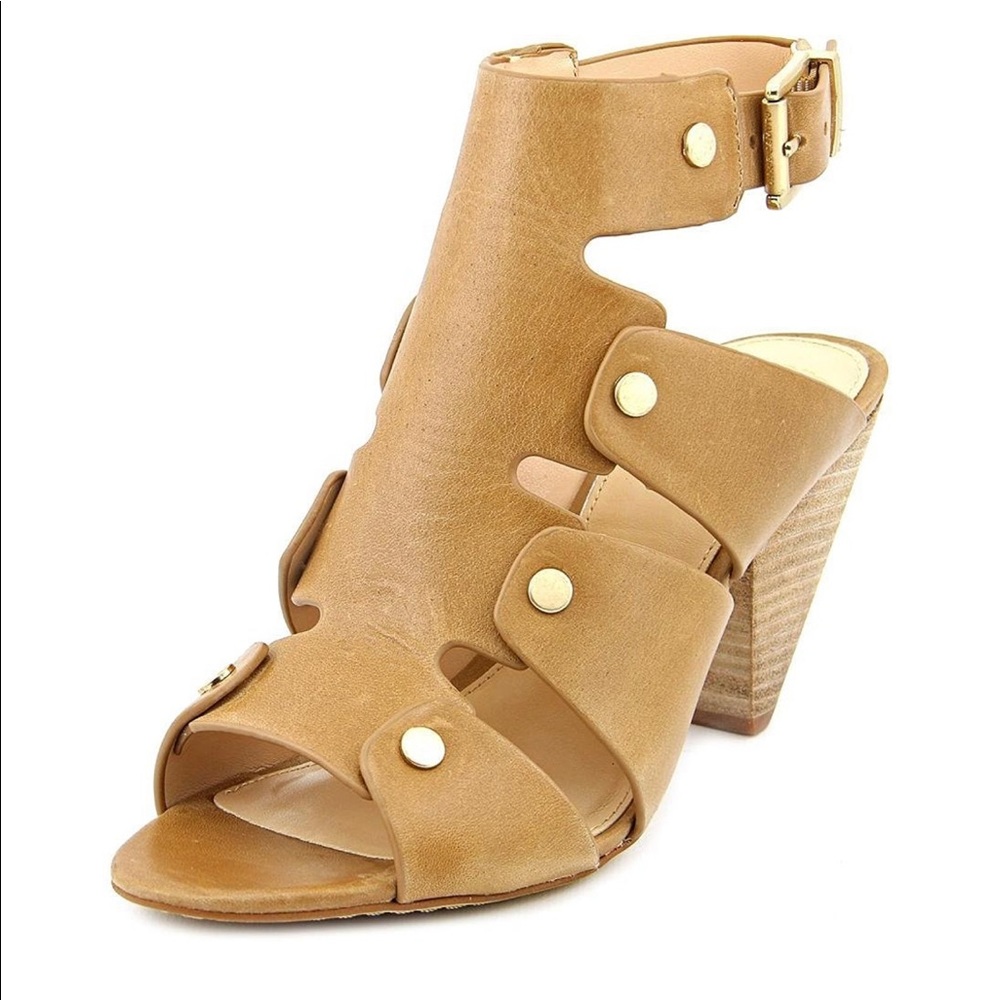 Vince Camuto Camel Sandals with Gold Buckle
